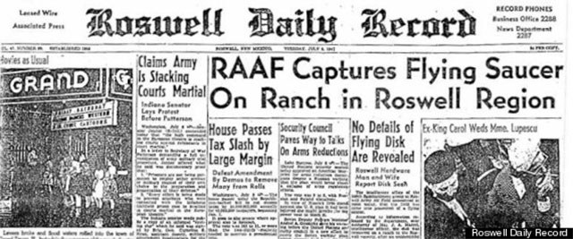 The official news story from the Roswell Daily Record