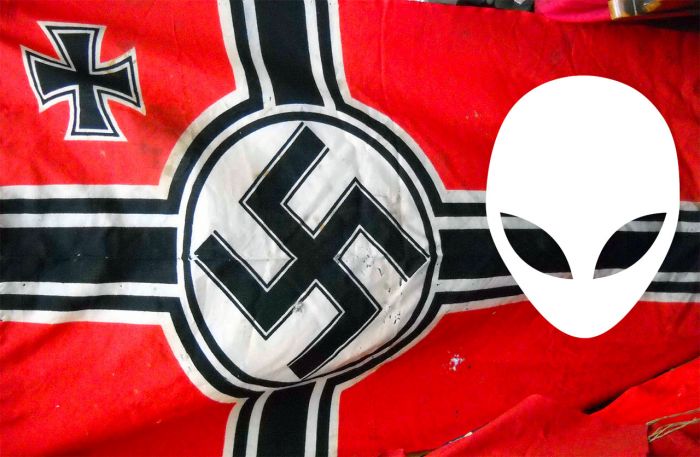 Third Reich flag with alien face on flag