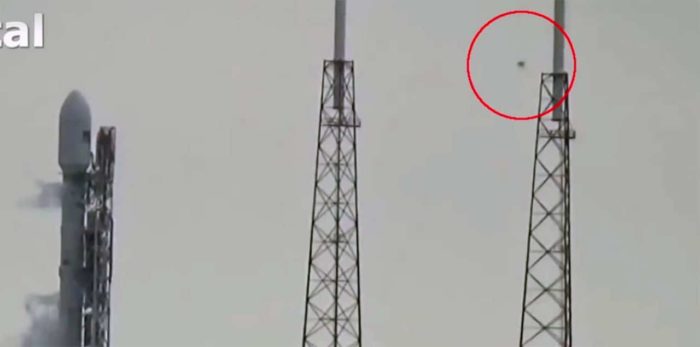 UFO seen approaching rocket.