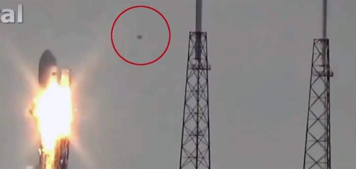 The explosion as the UFO passes the rocket.
