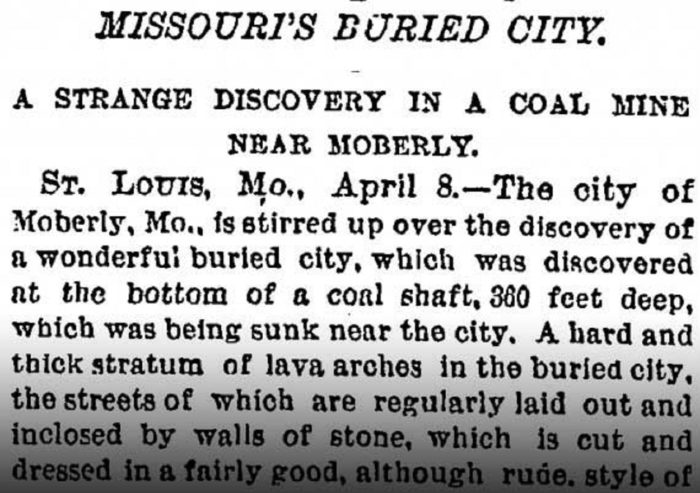 Newspaper clipping regarding the find of Giants in Moberly 