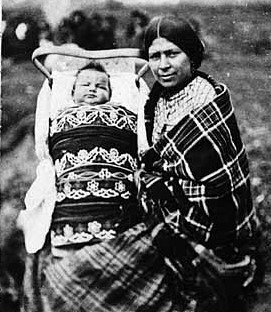 American Indian child in cradleboard