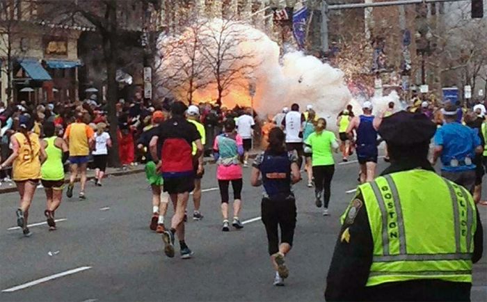 Second explosion near finishing line of Boston Marathon.