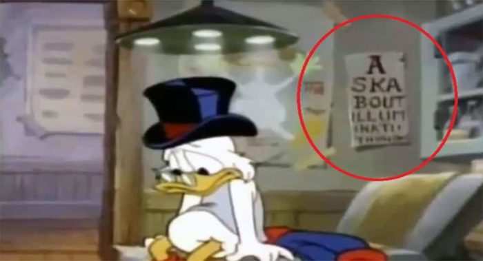 Frame from Duck Tales showing Illuminati sign.