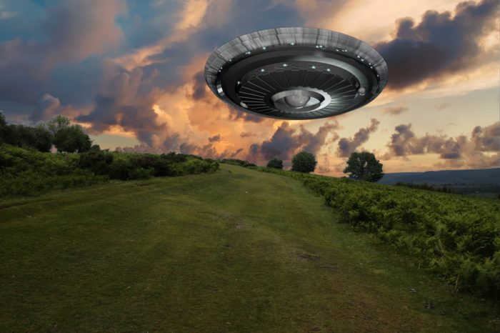 A depiction of a UFO over Yorkshire