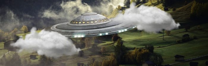 A depiction of a UFO over Yorkshire