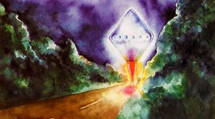 Artist's rendition of the Cash Landrum UFO Incident.