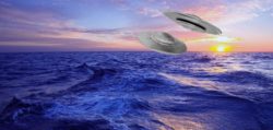 UFOs over the Atlantic Ocean.