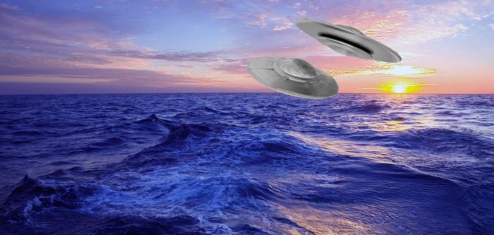 UFOs over the Atlantic Ocean.