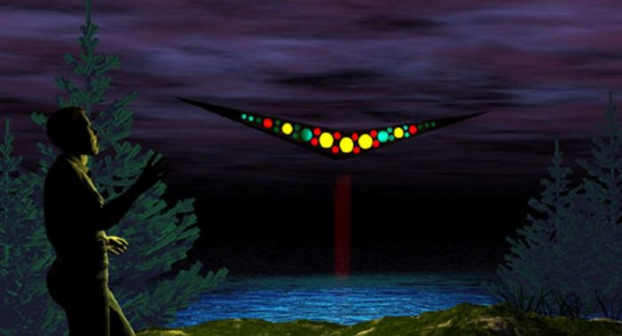 A depiction of a UFO over Hudson Valley