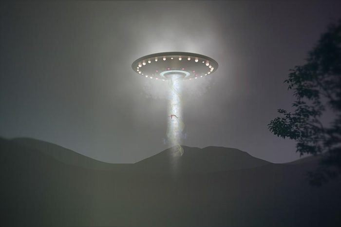 A depiction of a UFO over Hudson Valley