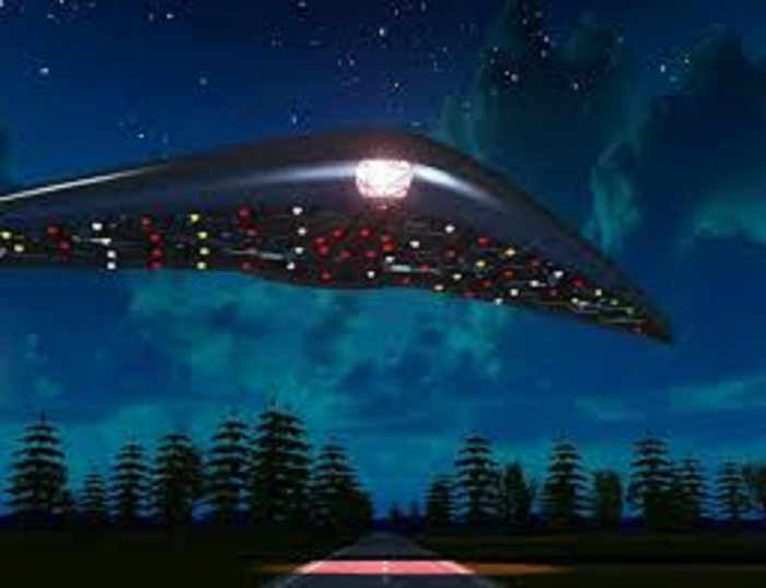 A depiction of a UFO over Hudson Valley