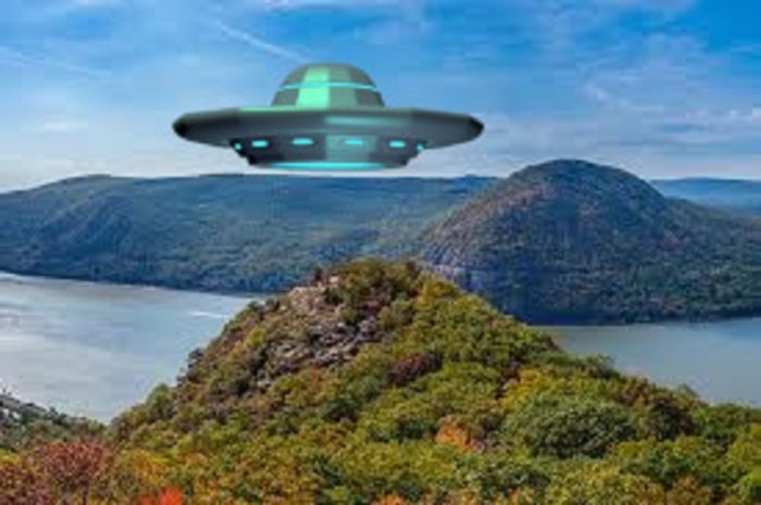 A depiction of a UFO over Hudson Valley