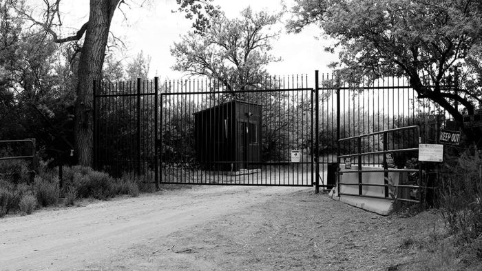 The locked entrance to Skinwalker Ranch