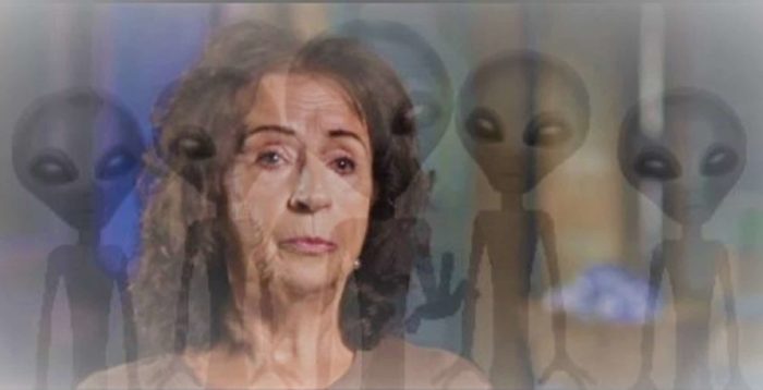 Betty Andreassonwith aliens superimposed over the top