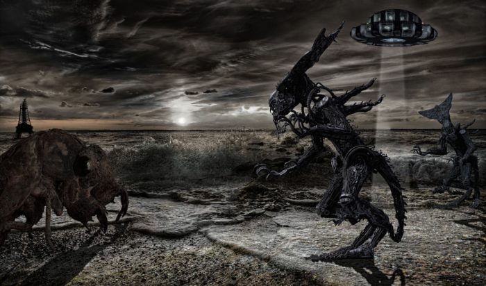 Depiction of aliens, UFOs and strange monsters