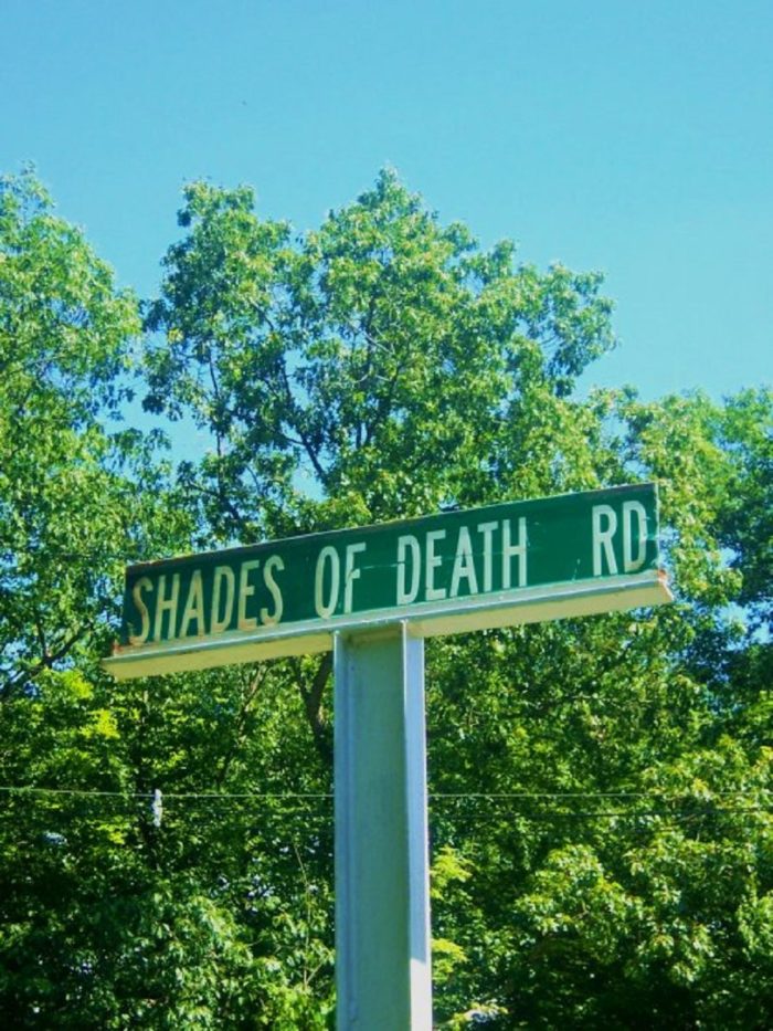 Shades of Death Road roadsign