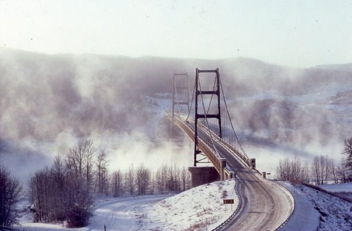 The Dunvgegan Bridge in Alberta, Canada