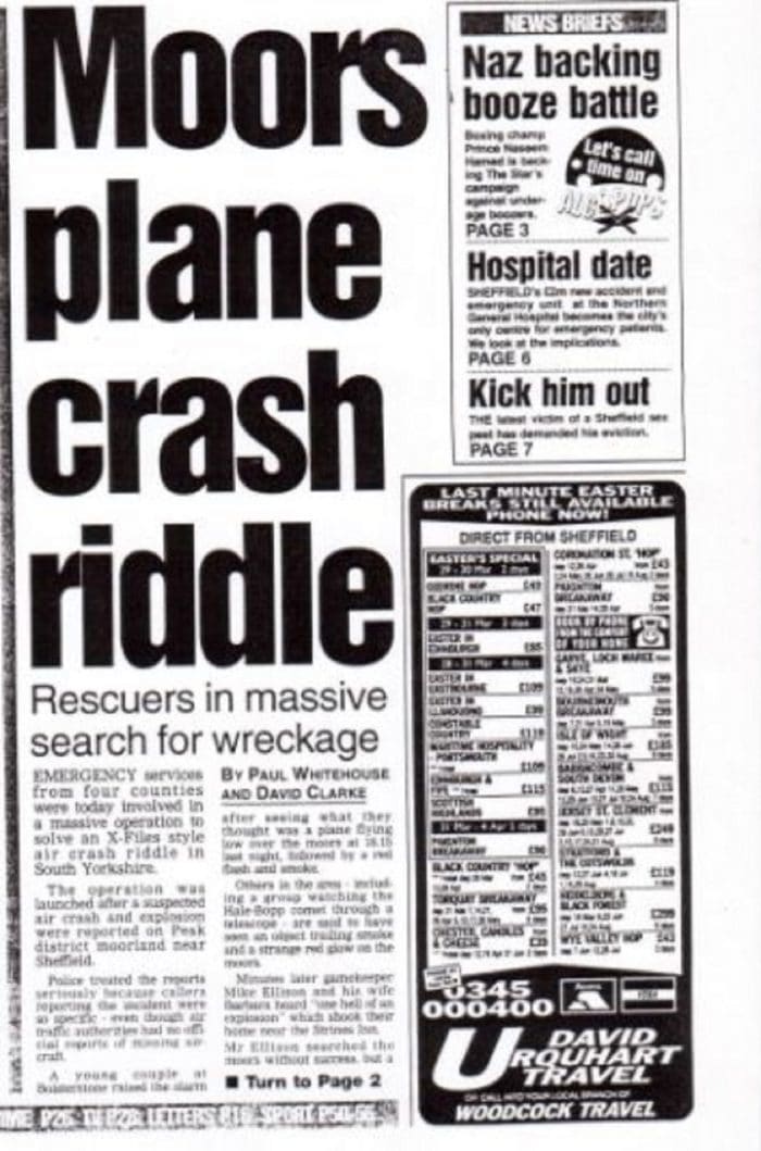 Front-page, The Star newspaper of the UFO crash