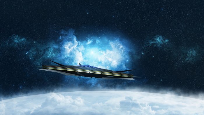 A depiction of a spaceship