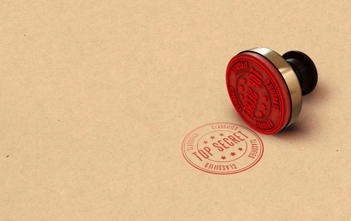 A folder with a "Top Secret" seal on it