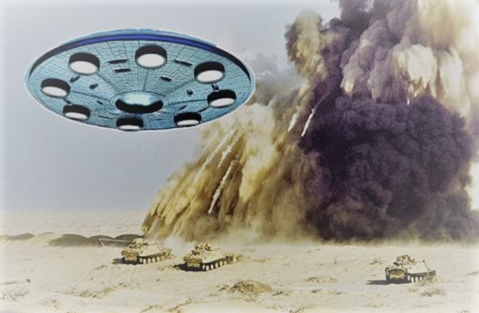 A superimposed UFO on to an image of the Gulf War