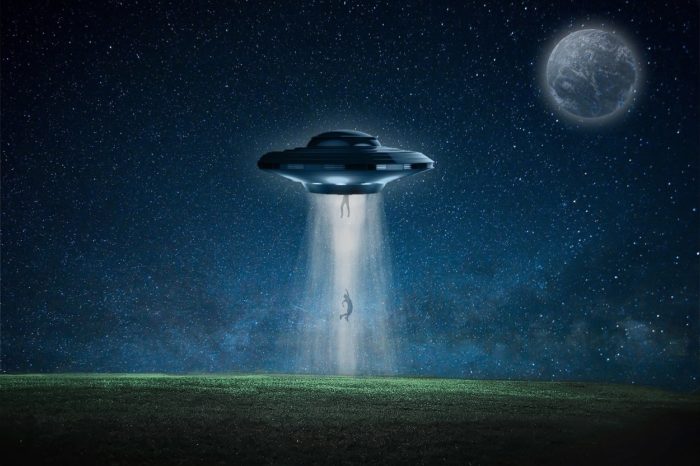 An artist's rendition of an alien abduction