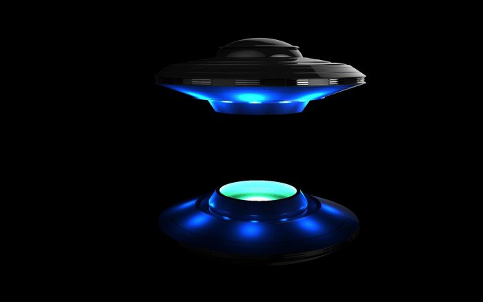 A depiction of a Blue UFO