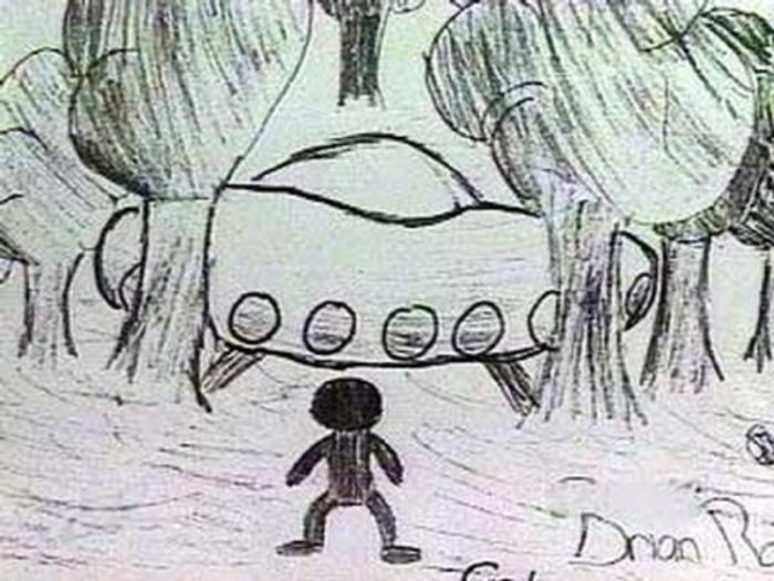 One of the children's sketches of the UFO