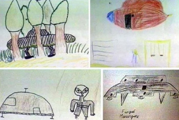 Some of the drawings from the children after the encounter