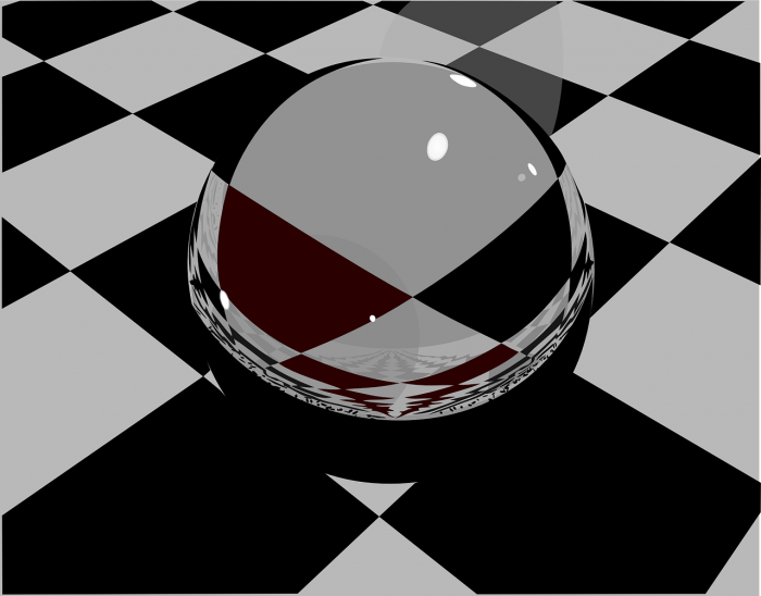 Close-up of a Black and White Floor with a crystal ball on