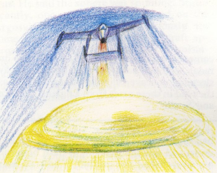 Artist sketch of the Lakenheath UFO Incident