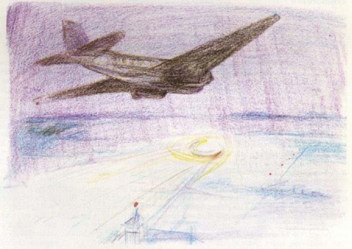 Artist's sketch of the Lakenheath UFO chase