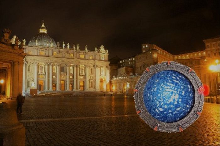 A superimposed portal on a picture of the Vatican