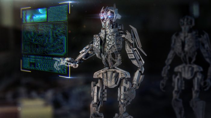 A depiction of humanoid robots
