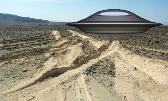 A picture of a UFO over the Nazca Lines