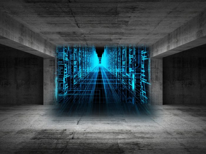 A digital tunnel in a lonely concrete building