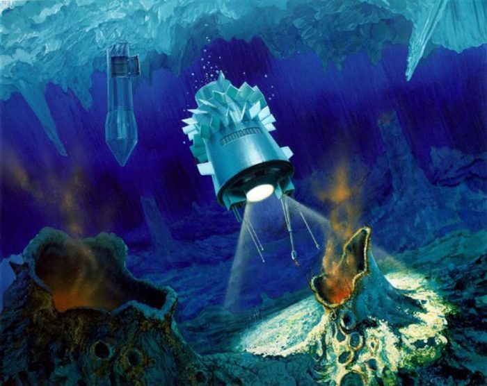 Artist's impression of missions to Europa's oceans
