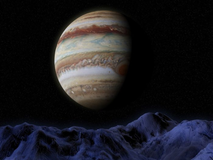 Artist's impression of Jupiter from Europa 