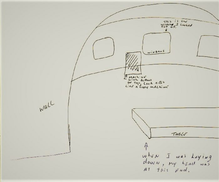 Kevin's sketch of the UFO
