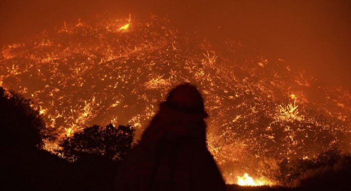 A view of the wild fires that overtook the Angeles National Forest 