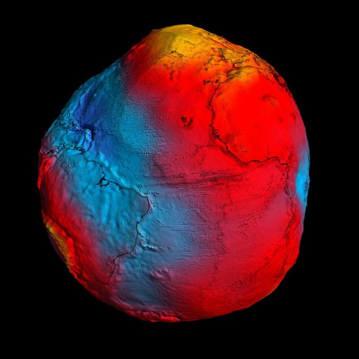 A depiction of a "bulging" planet Earth