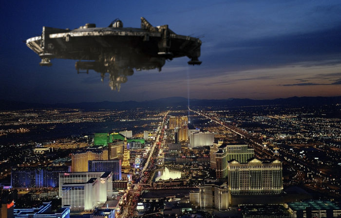 A superimposed UFO over Las Vegas