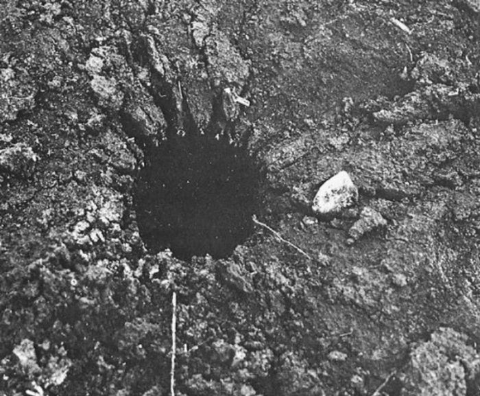 An example of the crater left by the UFO