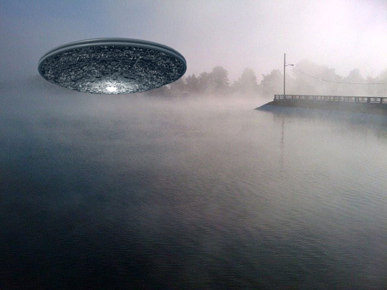 A depiction of a UFO over Pittsburgh