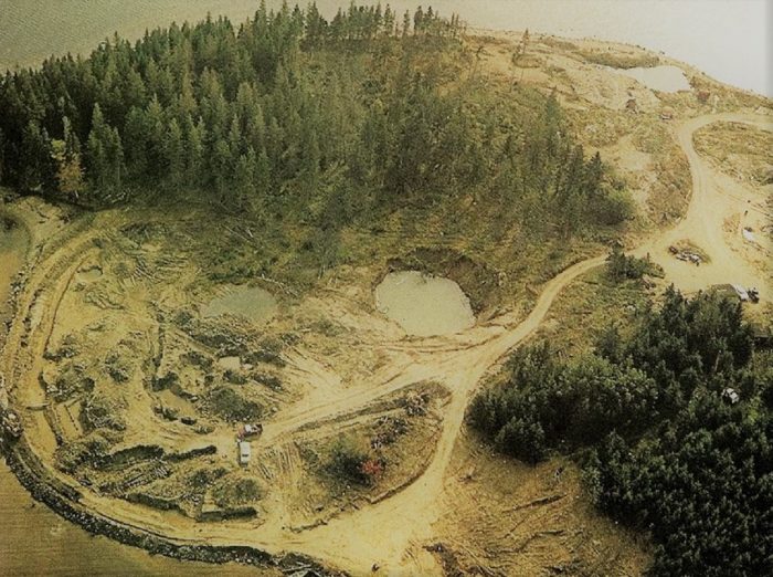 Aerial shot of Oak Island