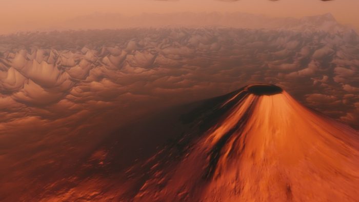 Artist's impression of a volcano on Mars