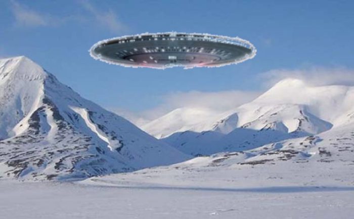 A depiction of a UFO over Baffin Island