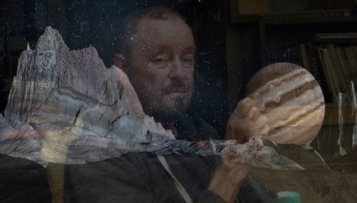 Ingo Swann with a superimposed image of Jupiter over the top