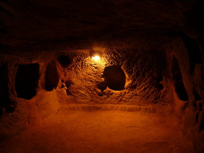 A picture of one of the rooms at the underground city of Derinkuyu